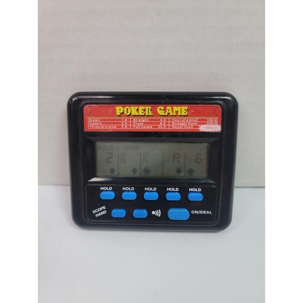 Vintage Electronic Pocket Poker Game Handheld LCD Card Game Tested Works 1999